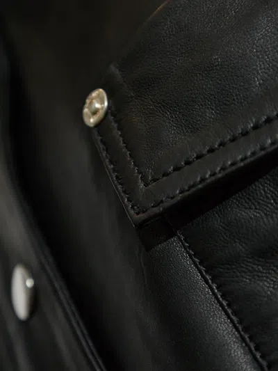 Gestuz Long-sleeved Leather Shirt In Black