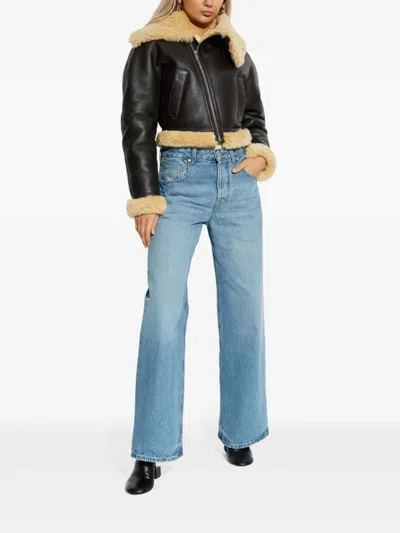 Jacquemus Lamb Shearling Aviator Jacket In Black