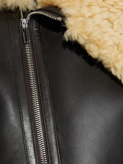 Jacquemus Lamb Shearling Aviator Jacket In Black