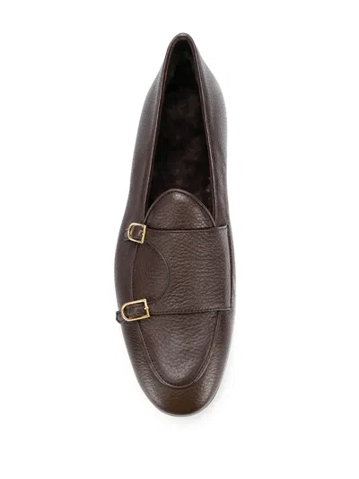 Edhen Milano Brera Pebbled Monk Shoes In Brown