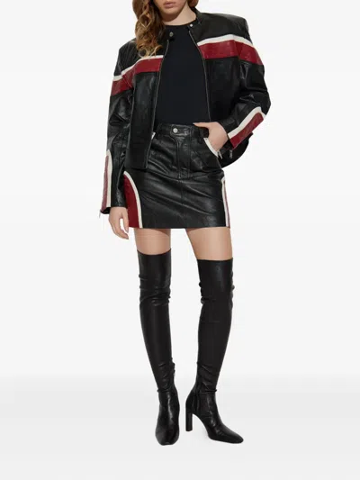 Gestuz Rose-embossed Zip Jacket In Black