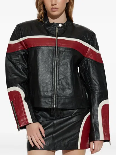 Gestuz Rose-embossed Zip Jacket In Black