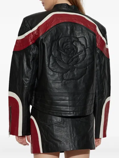 Gestuz Rose-embossed Zip Jacket In Black