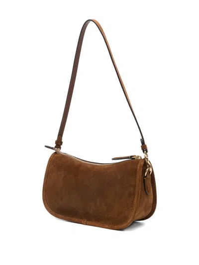Coach Suede Shoulder Bag Chain Detail In Brown