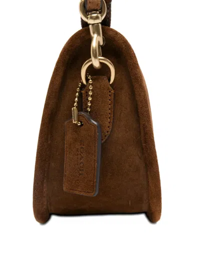 Coach Suede Shoulder Bag Chain Detail In Brown