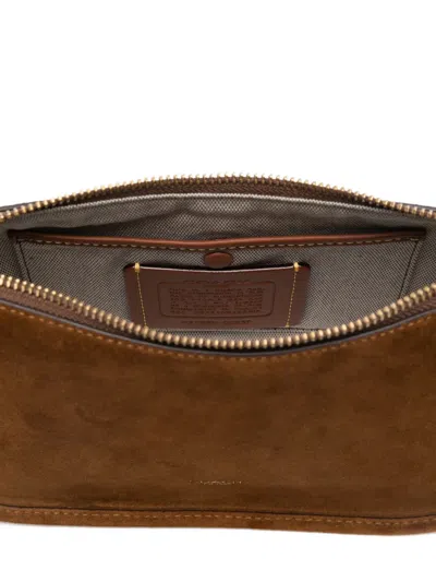 Coach Suede Shoulder Bag Chain Detail In Brown