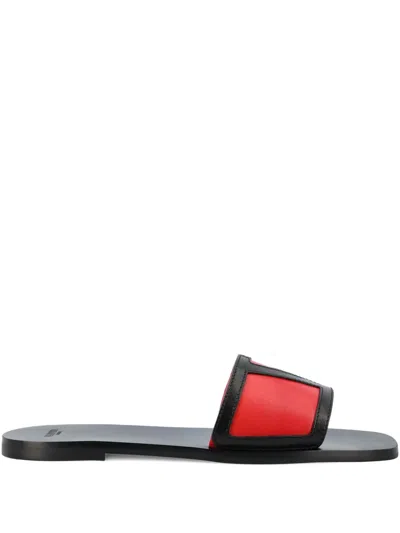 Valentino Superstar Square Toe Sandals In Red