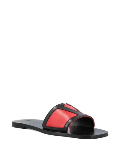 Valentino Superstar Square Toe Sandals In Red