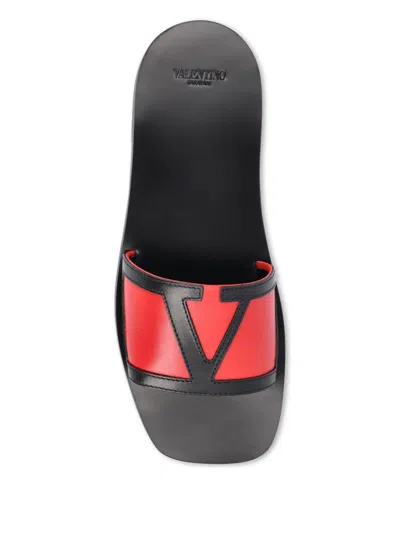 Valentino Superstar Square Toe Sandals In Red