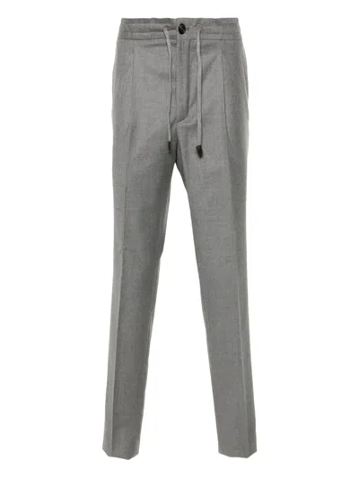 Incotex Drawstring Wool Trousers In Gray