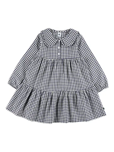 Petit Bateau Gingham-check Tiered-rufflfes Dress In Multi