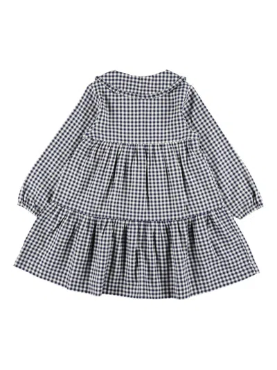 Petit Bateau Gingham-check Tiered-rufflfes Dress In Multi