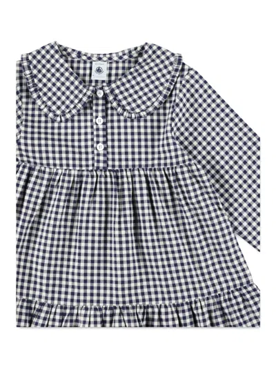Petit Bateau Gingham-check Tiered-rufflfes Dress In Multi