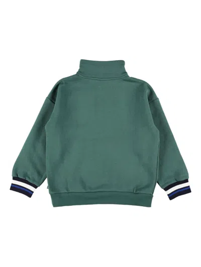 Petit Bateau Zip-up Logo-patch Sweatshirt In Green