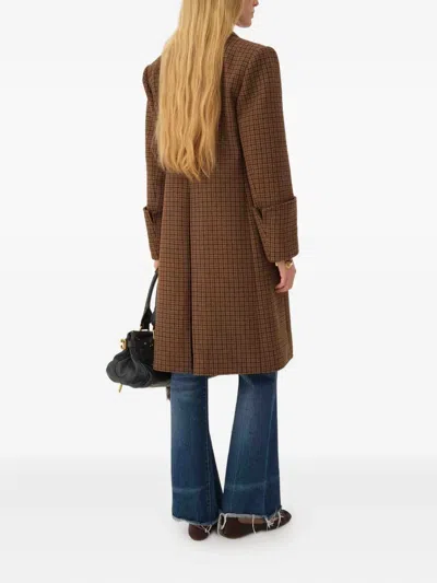 Chloé Wool Houndstooth Single-breasted Coat In Brown