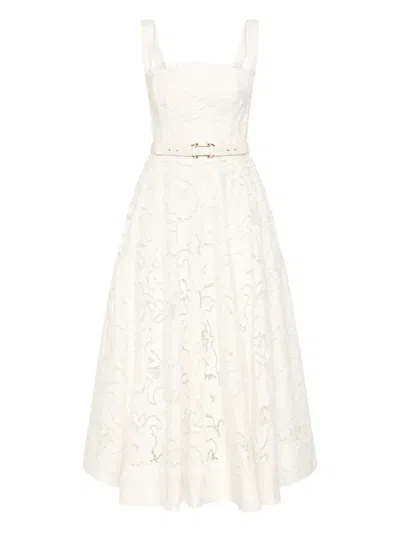 Rebecca Vallance Ginger Floral Lace-trimmed Midi Dress In White