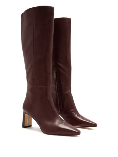 Sam Edelman Pointed Block-heel Boots In Brown