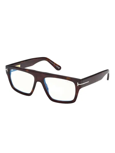 Tom Ford Eyewear Rectangle Frame Glasses In Brown