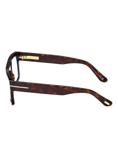 Tom Ford Eyewear Rectangle Frame Glasses In Brown