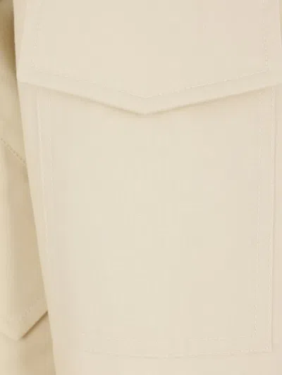 Jil Sander Oversized Parka In Textured Cotton With Removable Filling In Neutral