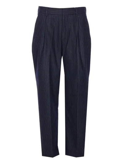 Nn07 Pinstripe-pattern Trousers In Blue