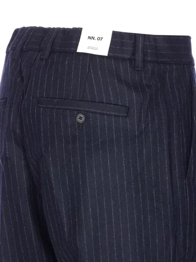 Nn07 Pinstripe-pattern Trousers In Blue
