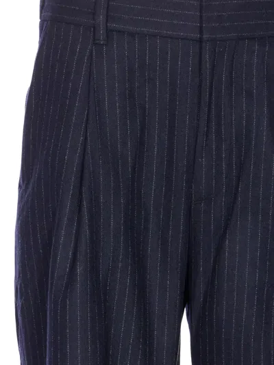 Nn07 Pinstripe-pattern Trousers In Blue