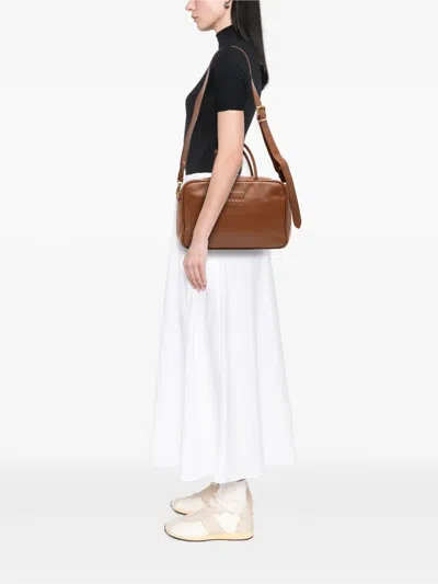 Pre-owned Miu Miu 2010-2025 Large Soft Calf Softy Beau Top Handle Bag Satchel In Brown