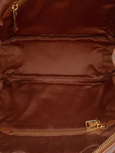 Pre-owned Miu Miu 2010-2025 Large Soft Calf Softy Beau Top Handle Bag Satchel In Brown