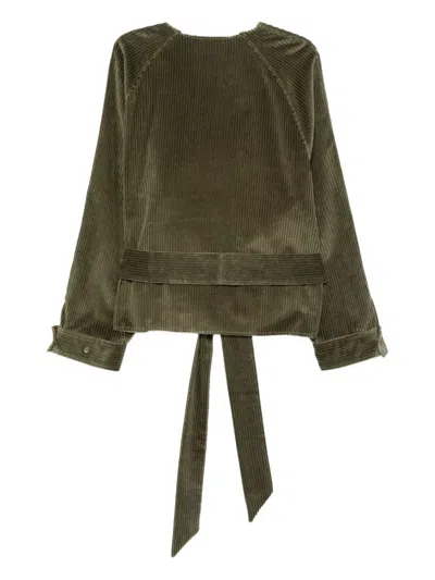 Jejia Corduroy Tie Blouse In Green
