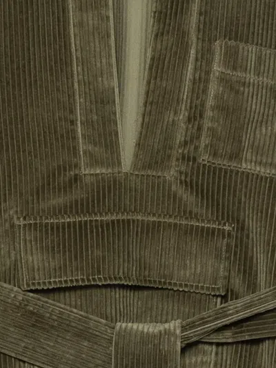 Jejia Corduroy Tie Blouse In Green