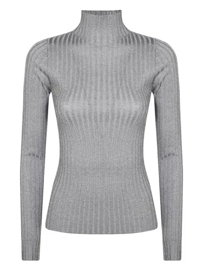 Liu •jo Lurex Ribbed Sweater In Gray