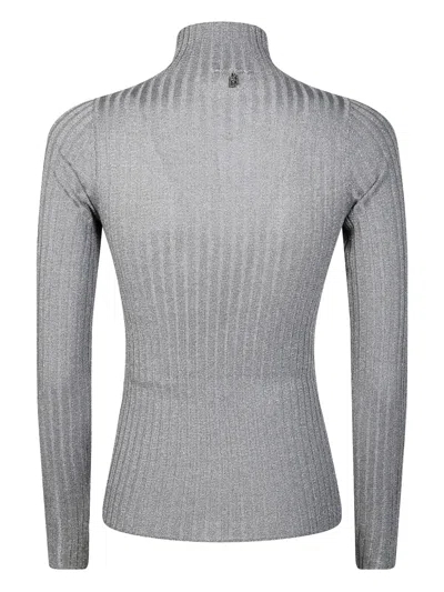 Liu •jo Lurex Ribbed Sweater In Gray