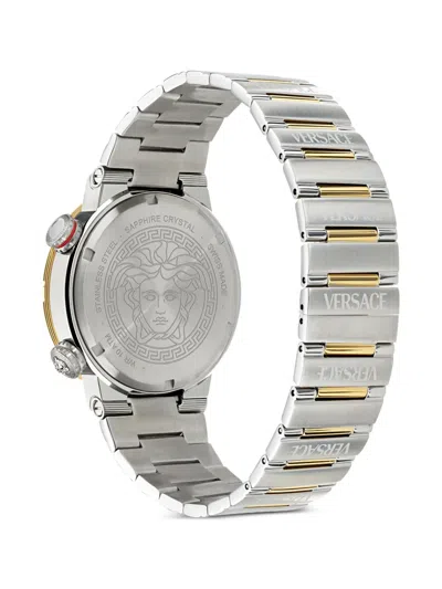 Versace Greca Logo Diver Bracelet Watch In Metallic
