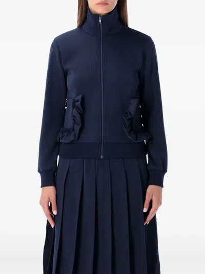 Comme Des Garcons Girl Ruffled Zip Knitwear In Blue