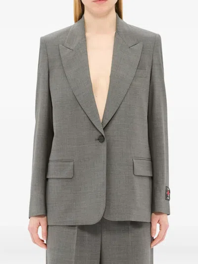 Msgm Single-breasted Blazer In Gray