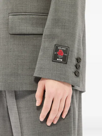 Msgm Single-breasted Blazer In Gray