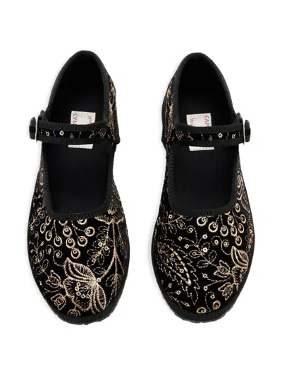 花卉刺绣芭蕾平底鞋