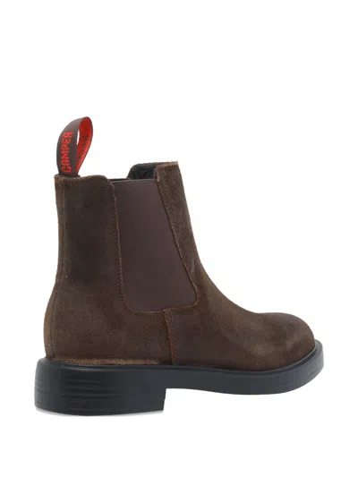 Camper Dean Ankle Boots In Brown Suede In Multi
