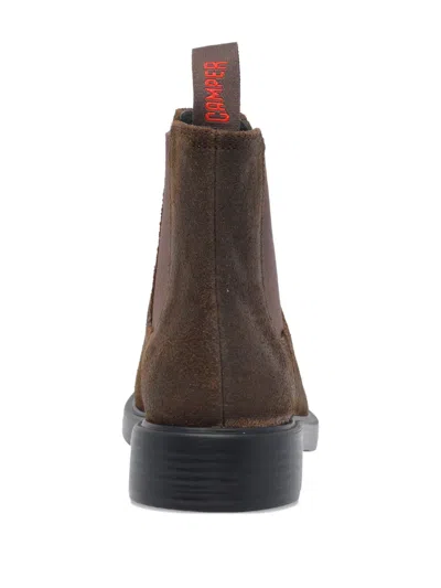 Camper Dean Ankle Boots In Brown Suede In Multi