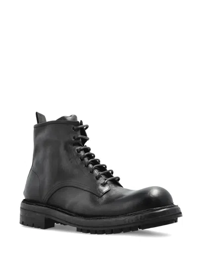 Dolce & Gabbana Leather Ankle Boot Chunky Sole In Black