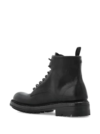 Dolce & Gabbana Leather Ankle Boot Chunky Sole In Black