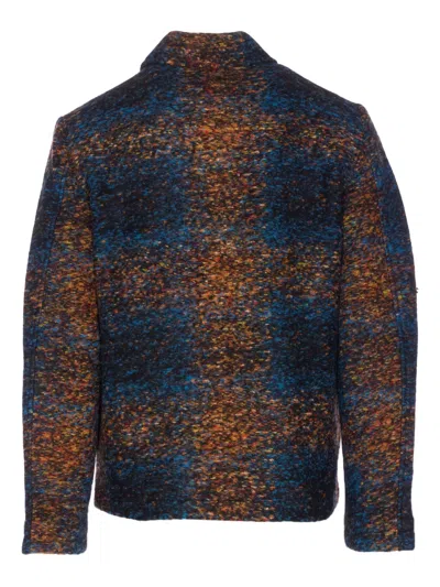 Nn07 Collared Jacket With Textured Fabric And Pockets In Blue