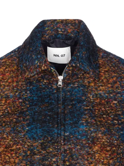 Nn07 Collared Jacket With Textured Fabric And Pockets In Blue