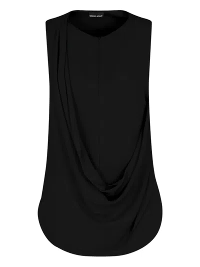 Giorgio Armani Draped Sleeveless Top In Black