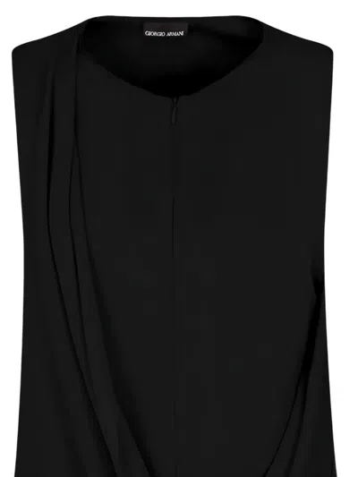 Giorgio Armani Draped Sleeveless Top In Black