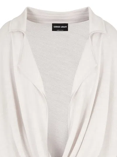 Giorgio Armani Silk And Linen Jumper With Draping In Red