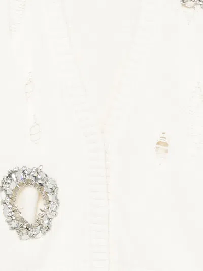 Area Crystal-embellished Cotton And Cashmere Cardigan In Neutral