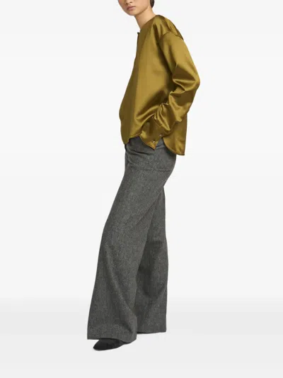 Yves Salomon Wool Blend Blouse In Brown