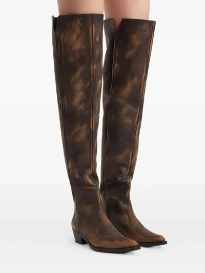 Khaite Clive Over The Knee Western Boot In Brown